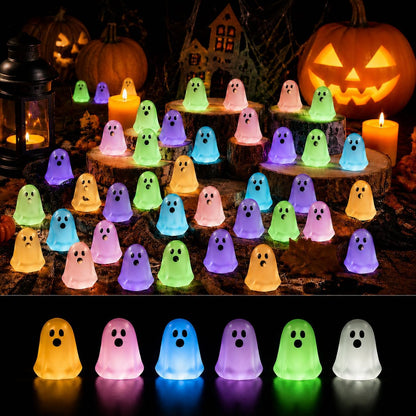 👻Mini Glow-in-the-Dark Ghost Figurines – Colorful Halloween Resin Decorations
