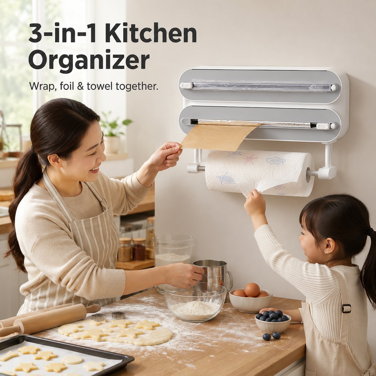Magnetic Kitchen Roll & Wrap Dispenser for Kitchen Storage