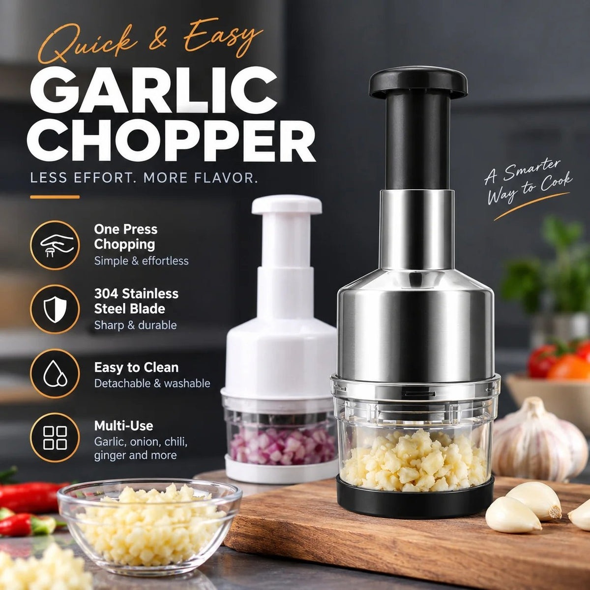 🥣Tyiipro™ Chop Garlic Faster – Press-Down Manual Food Chopper