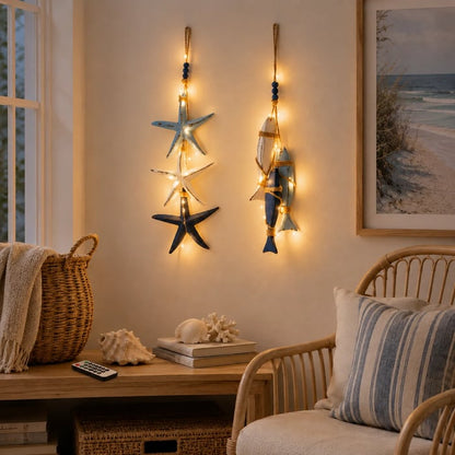 Mediterranean Decorative Starfish & Fish Hanging Ornaments for Home, Cafe & Restaurant - Ocean Style Crafts
