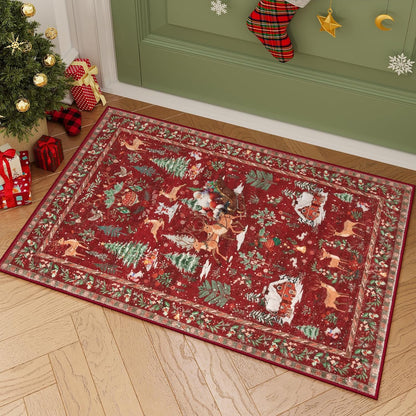 🎄 Christmas Deer & Santa Long Runner Rug