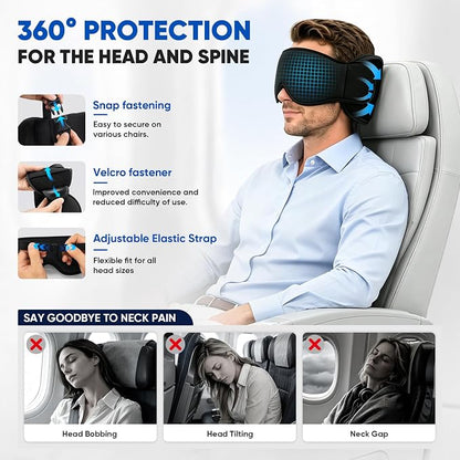 TYII™ 3-in-1 Travel Pillow with Eye Mask – Neck Support for Airplane, Car & Train
