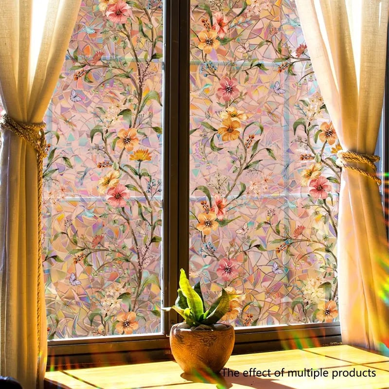Floral Static Cling Window Stickers – No-Residue, Repositionable & Cut-to-Fit