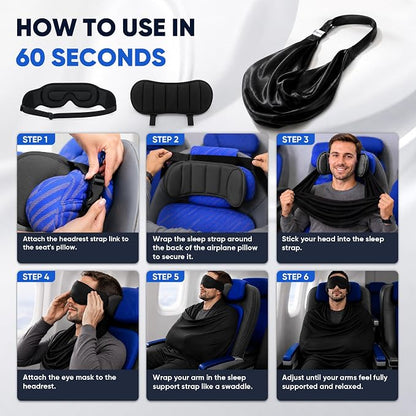 TYII™ 3-in-1 Travel Pillow with Eye Mask – Neck Support for Airplane, Car & Train