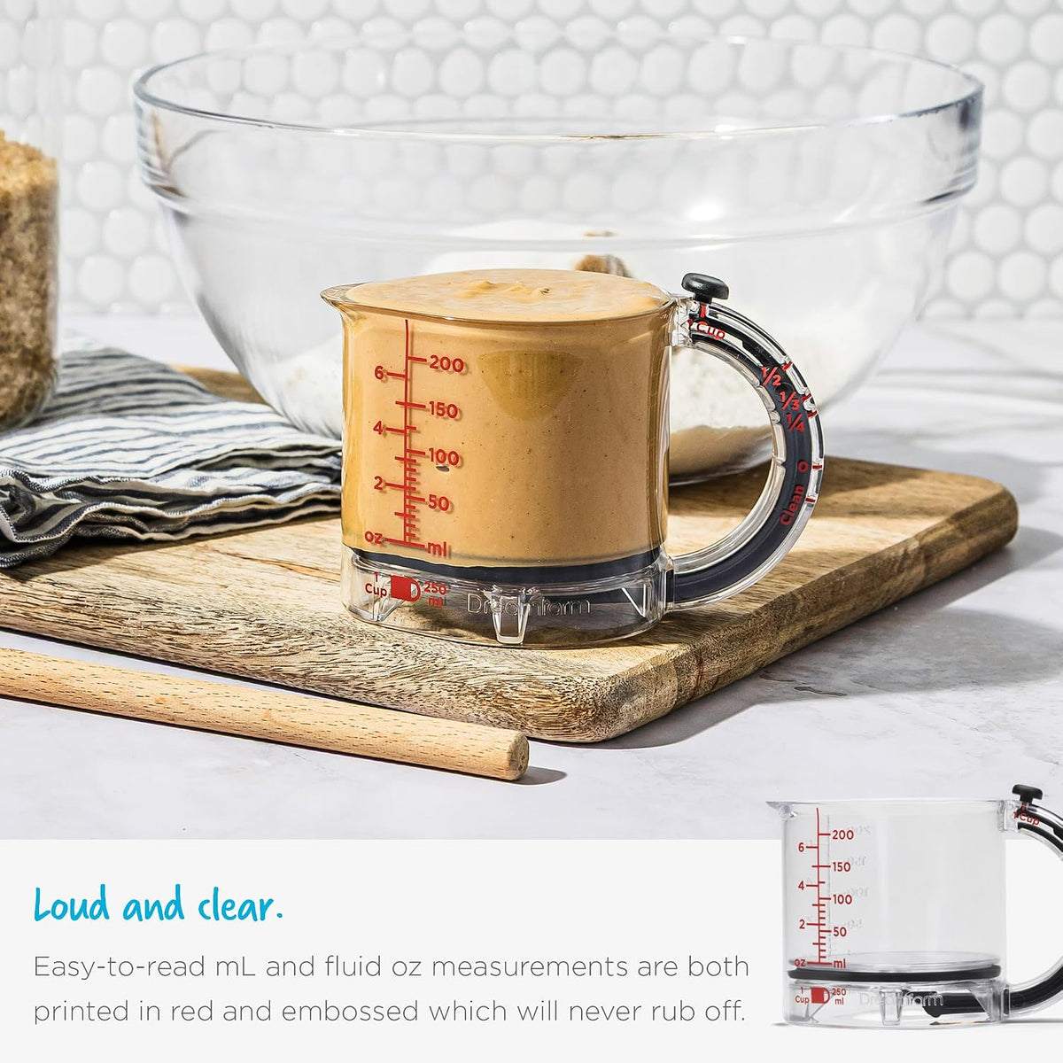 Tyiipro™ Adjustable All-in-One Measuring Cup – 1 Cup, ½ Cup, ⅓ Cup & ¼ Cup