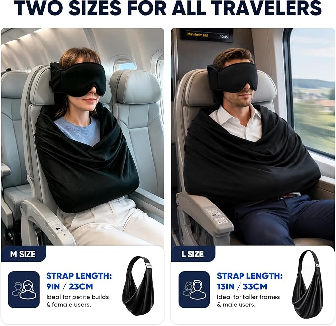 TYII™ 3-in-1 Travel Pillow with Eye Mask – Neck Support for Airplane, Car & Train