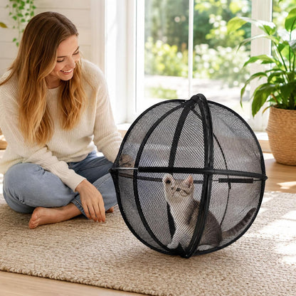 TYII™ 360° Rolling Cat Playpen – Portable Pop-Up Outdoor Cat Enclosure, Foldable Mesh Catio Ball for Indoor & Outdoor Play