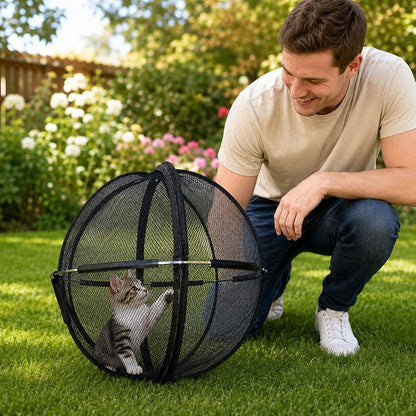 TYII™ 360° Rolling Cat Playpen – Portable Pop-Up Outdoor Cat Enclosure, Foldable Mesh Catio Ball for Indoor & Outdoor Play