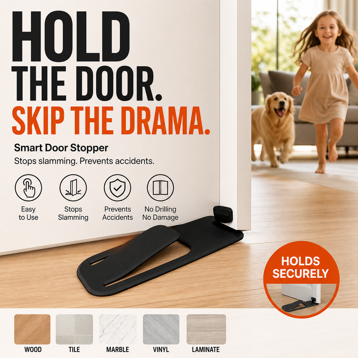 2-Pack Door Stopper Protector –  No-drill, residue-free & holds doors open. Safe & simple – stock up & save! 🏠✅