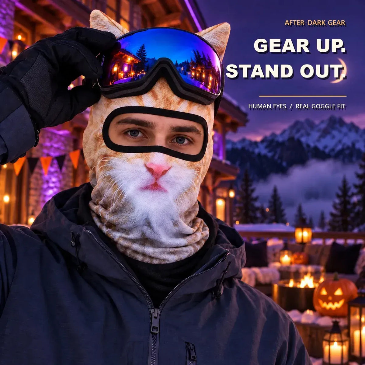 3D Animal Balaclava with Ears | Halloween Face & Neck Hood