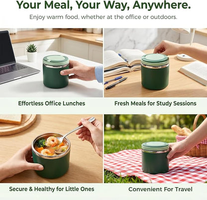 TYIIPRO™ Stainless Steel Insulated Lunch Box with Handle – Leakproof Stackable Food Container for Office, School & Travel