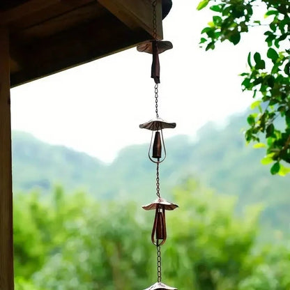 🍄 Vintage Iron Mushroom Rain Chain | Rustic Outdoor Decor & Wind Chime
