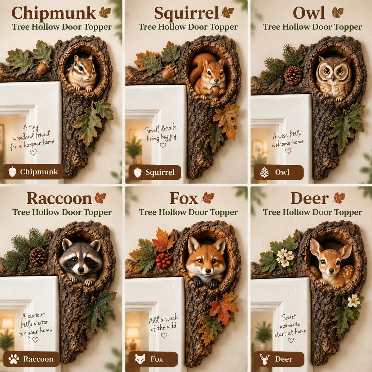 Chipmunk Tree Hollow Door Topper | Woodland Animal Doorway Decor For Cozy Nature Homes