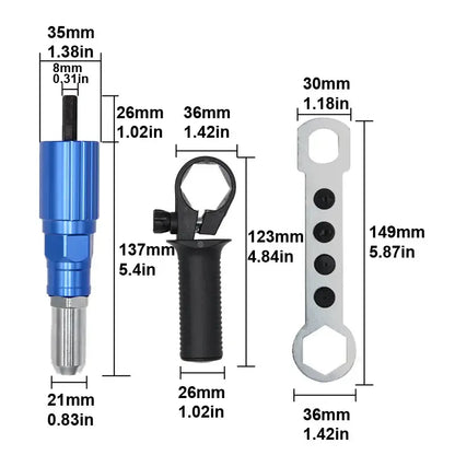 Cordless Rivet Gun Drill Attachment Kit