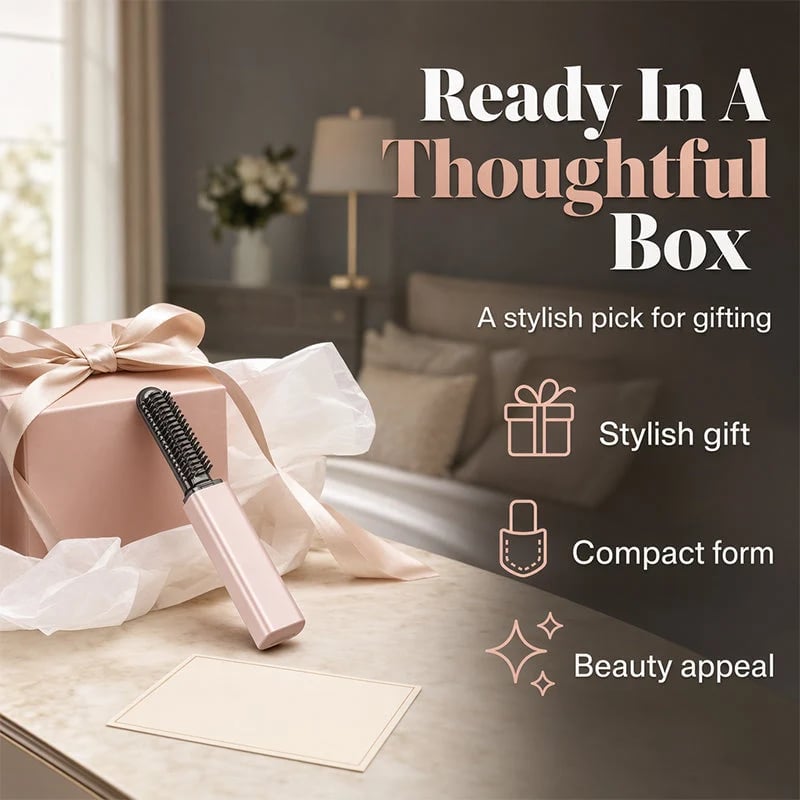 Portable Heated Bang Comb – Cordless Mini Hair Straightening & Styling Brush