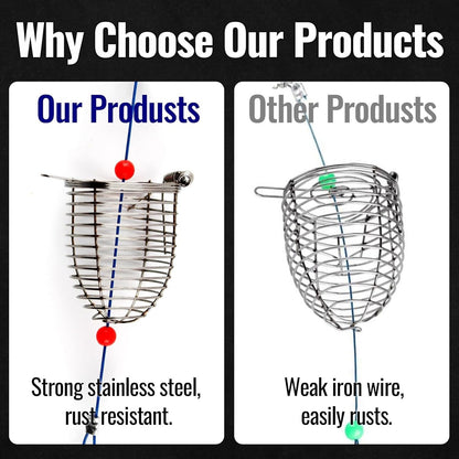 Tyiipro™ Stainless Steel Fishing Bait Cage Feeder – Durable Fish Attracting Rig Attachment