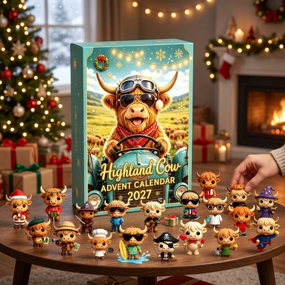 🐮🎄 Highland Cow Advent Calendar 2027-Open One Door a Day & Grow Your Own Highland Cow Christmas Village!