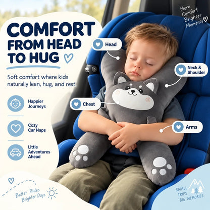 Tyiipro™ Kids Full-Body Car Travel Pillow – Cute Animal Travel Cushion for Road Trips & Naps