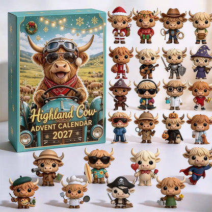 🐮🎄 Highland Cow Advent Calendar 2027-Open One Door a Day & Grow Your Own Highland Cow Christmas Village!