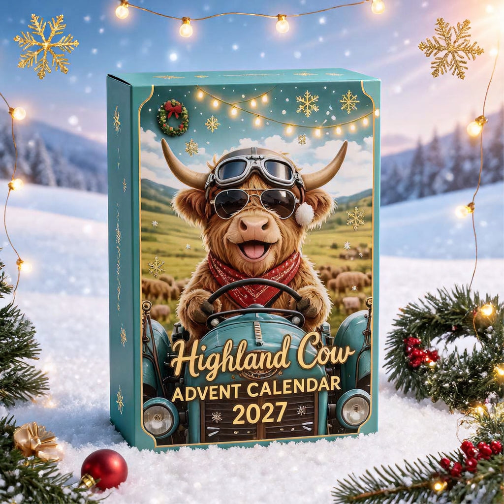 🐮🎄 Highland Cow Advent Calendar 2027-Open One Door a Day & Grow Your Own Highland Cow Christmas Village!