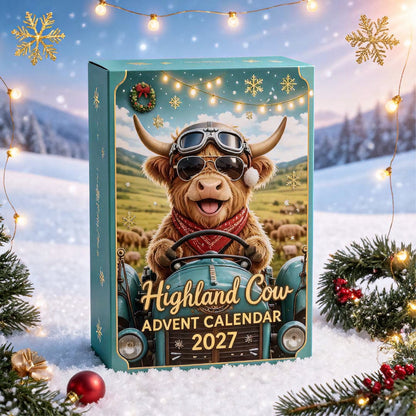 🐮🎄 Highland Cow Advent Calendar 2027-Open One Door a Day & Grow Your Own Highland Cow Christmas Village!