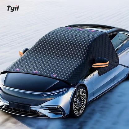 TYII™ All-Weather Magnetic Windshield Cover – Snow, Frost, Ice & Sun Protector with Side Mirror Covers