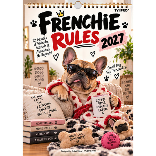 TYIIPRO™ 2027 French Bulldog Calendar – Funny Frenchie Wall Calendar, 12-Month Dog Calendar for French Bulldog Lovers