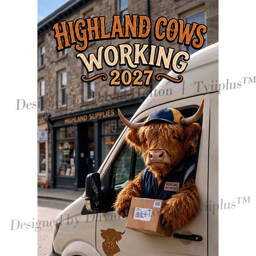 2027 Funny Highland Cow Wall Calendar | A4 Hanging Calendar | Designed by Isabel Kline