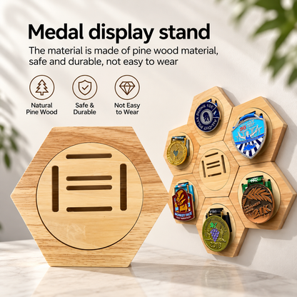 TYII™ Wooden Honeycomb Medal Display Holder