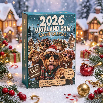 🐮🎄 Highland Cow Advent Calendar 2027-Open One Door a Day & Grow Your Own Highland Cow Christmas Village!
