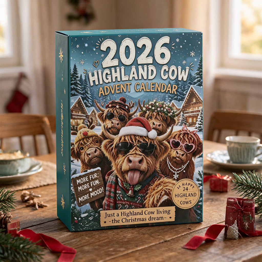 🐮🎄 Highland Cow Advent Calendar 2027-Open One Door a Day & Grow Your Own Highland Cow Christmas Village!