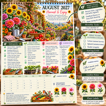 2027 Four Seasons Gardening Calendar & Monthly Planner – A4 Wall Calendar with Planting Guide, Garden Tasks & Plant Labels | TYII™