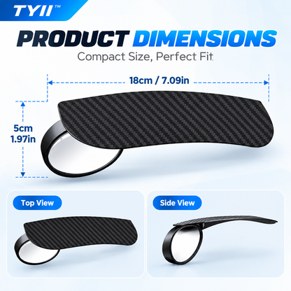 TYII™ 2-in-1 Rearview Mirror Rain Visor & 360° Blind Spot Mirror – Carbon Fiber Style, Universal Car Accessories