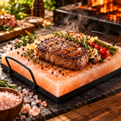 Himalayan Salt Block Cooking Plate – Natural Pink Himalayan Salt Cooking Stone for Grilling, Searing & Serving