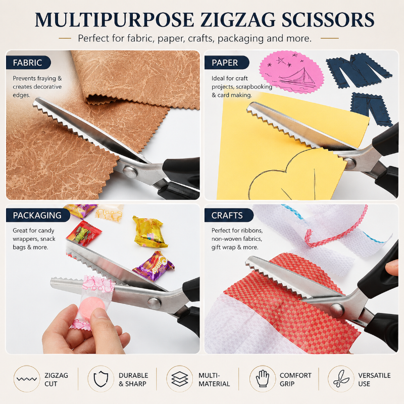 TYIIPRO™ Stainless Steel Pinking Shears – 9.1" Zig Zag Fabric Scissors for Sewing, Quilting, Dressmaking & DIY Crafts