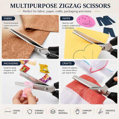 TYIIPRO™ Stainless Steel Pinking Shears – 9.1" Zig Zag Fabric Scissors for Sewing, Quilting, Dressmaking & DIY Crafts