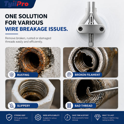TYIIPRO Drill-Powered Broken Pipe Thread Extractor – Universal 1/2