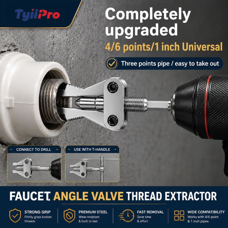 TYIIPRO Drill-Powered Broken Pipe Thread Extractor – Universal 1/2", 3/4" & 1" Broken Pipe Nipple Remover Tool