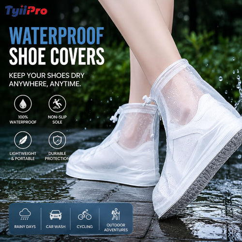 TYIIPRO™ Waterproof Shoe Covers with Zipper & Adjustable Drawstring
