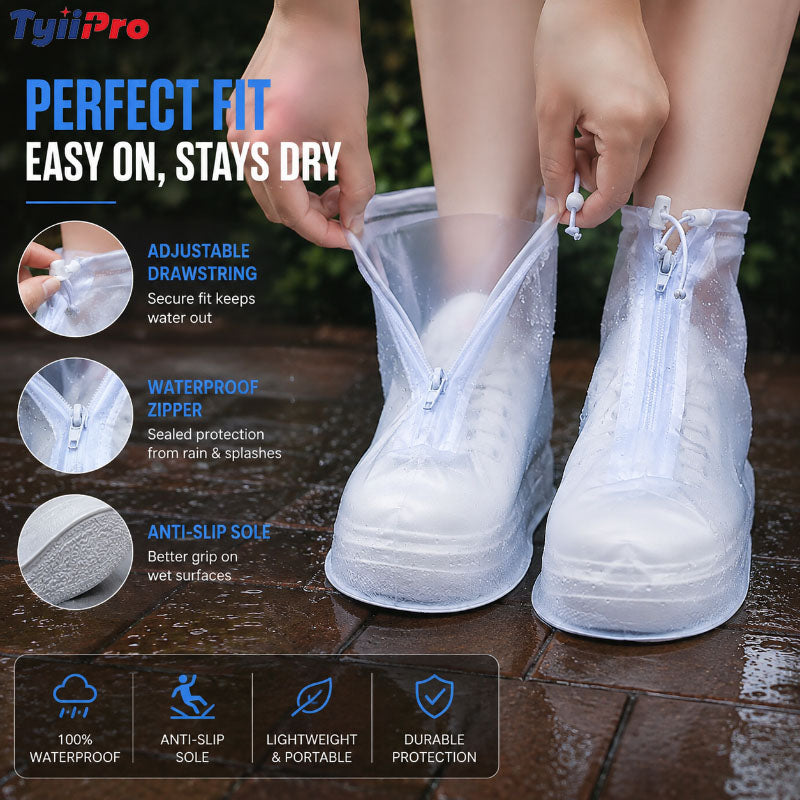 TYIIPRO™ Waterproof Shoe Covers with Zipper & Adjustable Drawstring