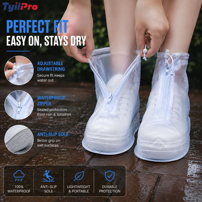 TYIIPRO™ Waterproof Shoe Covers with Zipper & Adjustable Drawstring