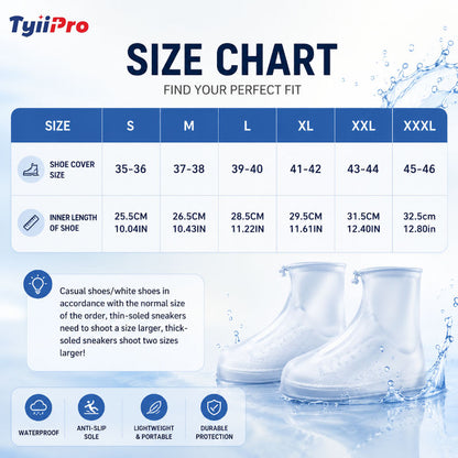 TYIIPRO™ Waterproof Shoe Covers with Zipper & Adjustable Drawstring