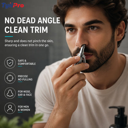TYIIPRO™ Manual Nose Hair Trimmer – Stainless Steel 360° Trimmer, Waterproof & No Battery Required