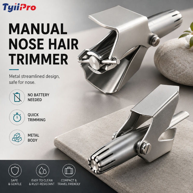 TYIIPRO™ Manual Nose Hair Trimmer – Stainless Steel 360° Trimmer, Waterproof & No Battery Required