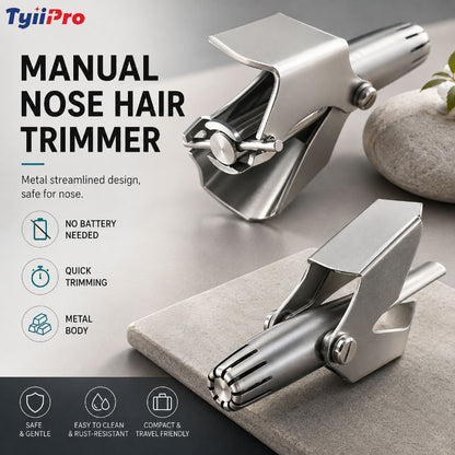 TYIIPRO™ Manual Nose Hair Trimmer – Stainless Steel 360° Trimmer, Waterproof & No Battery Required
