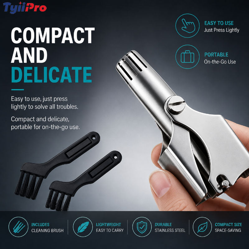 TYIIPRO™ Manual Nose Hair Trimmer – Stainless Steel 360° Trimmer, Waterproof & No Battery Required