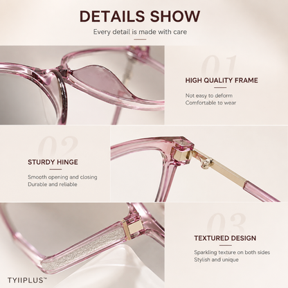 Women's Photochromic Prescription Glasses – Oversized Fashion Frames with Blue Light Protection