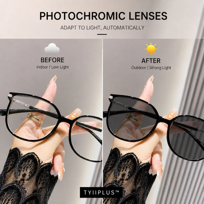 Women's Photochromic Prescription Glasses – Oversized Fashion Frames with Blue Light Protection