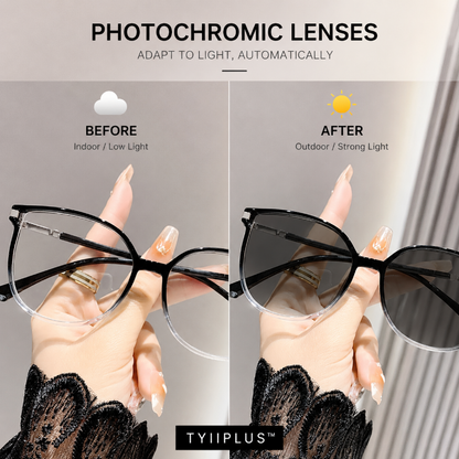 Women's Photochromic Prescription Glasses – Oversized Fashion Frames with Blue Light Protection