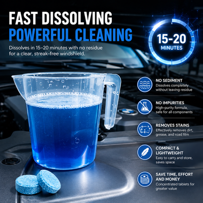 TYIIPRO™ 50-Pack Windshield Washer Fluid Concentrate Tablets – Portable Wiper Cleaning Tablets
